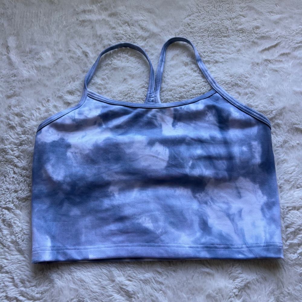 OFFLINE by Aerie Recharge Tie Dye Sports Bra Blue White Small Racerback Crop Gym